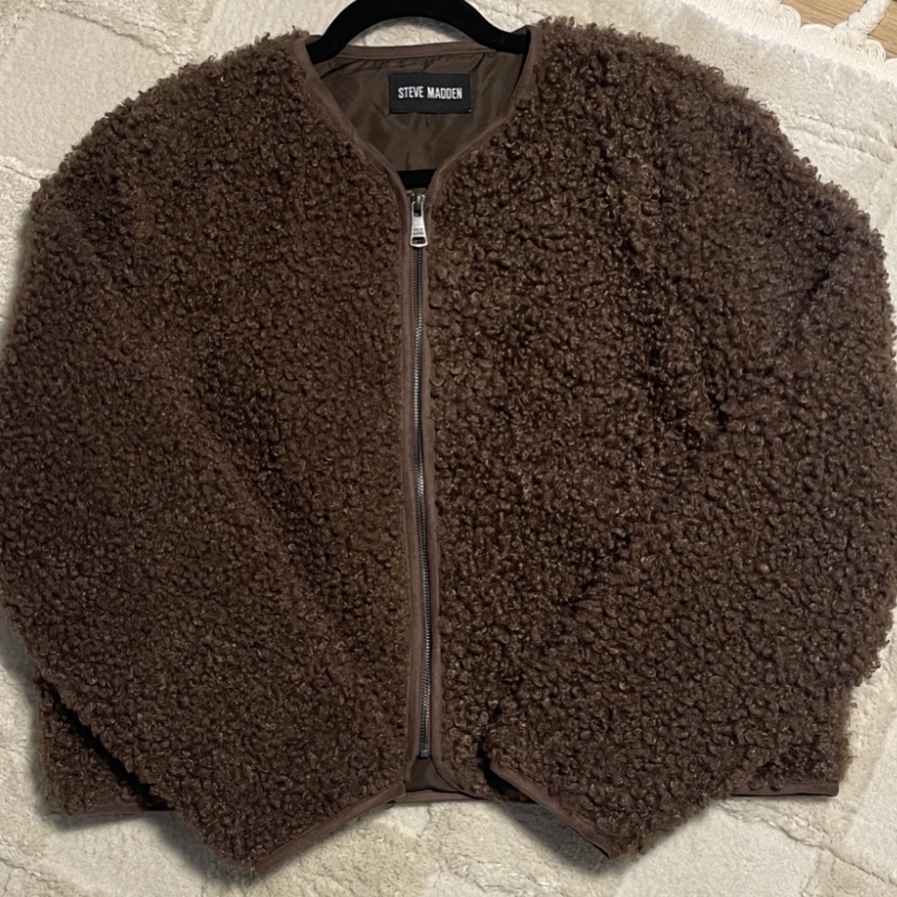 Steve Madden Chocolate Brown Teddy Jacket - Picture 4 of 11
